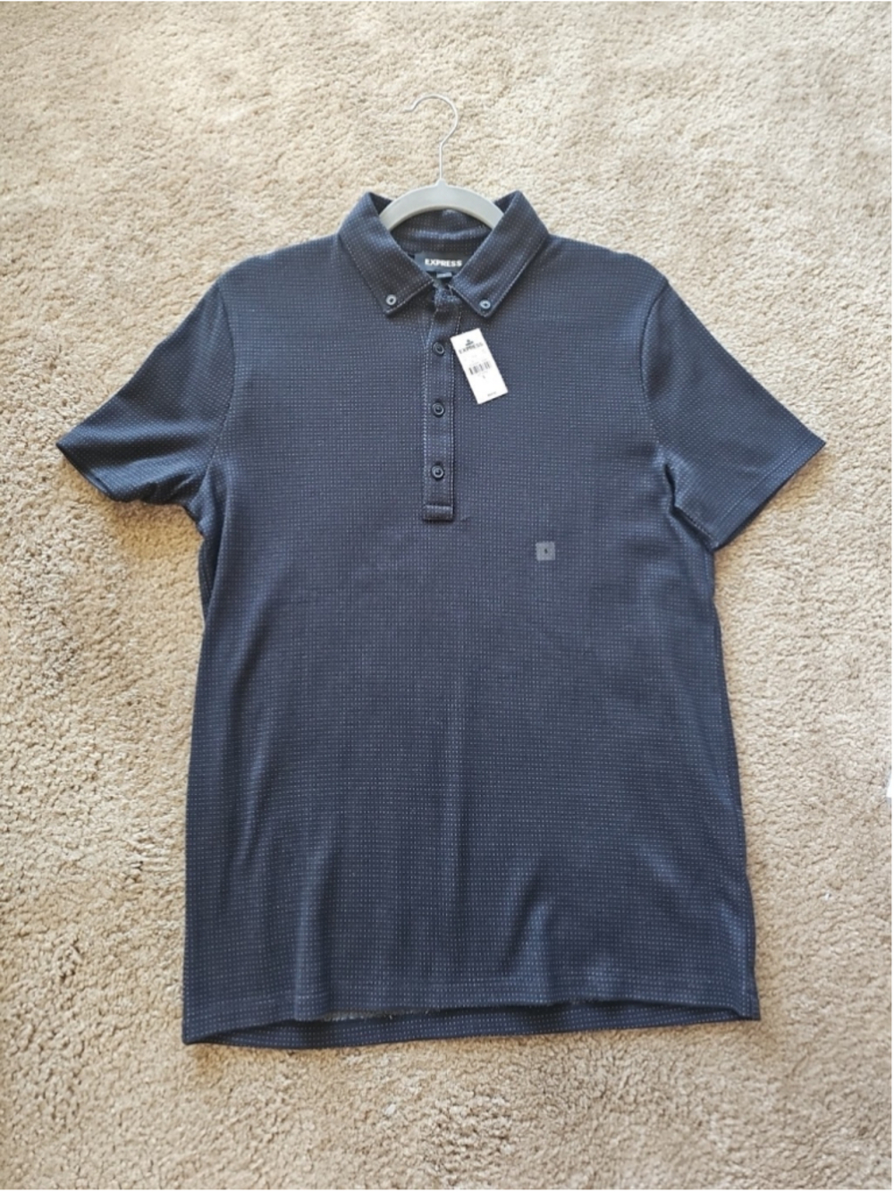 Express Men's Polo Shirt Short Sleeve Black/White Size SMALL NEW $64